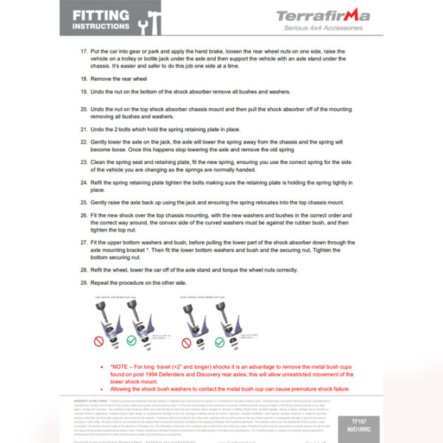 Terrafirma 4X4 Terrain Stander Hight Suspension Kit (Pair) TF197 - Image 3